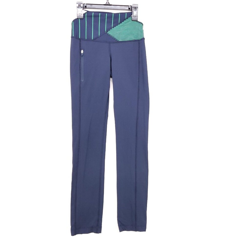 Lululemon Legging Cant Stop Pant Blue Womens Size 2 Zip Pocket